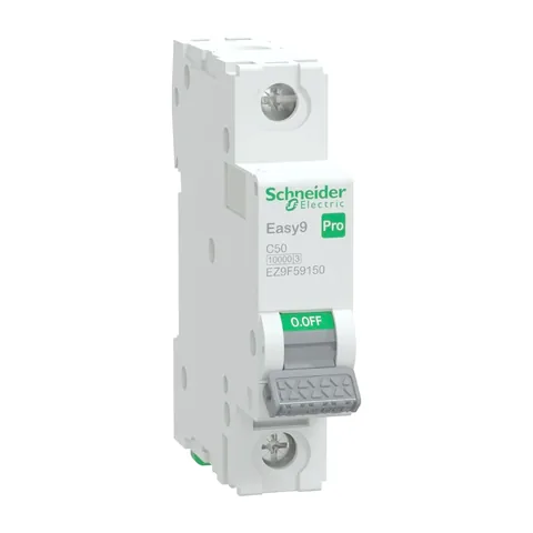 Schneider Electric Miniature Circuit Breaker(MCB), Easy9 Pro, 1P, 50A, C curve, 10000A(IEC/EN 60898-1), 10kA(IEC/EN 60947-2) — EZ9F59150