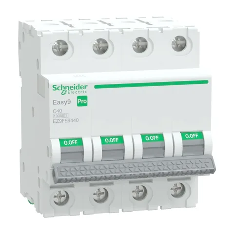 Schneider Electric Miniature Circuit Breaker(MCB), Easy9 Pro, 4P, 40A, C curve, 10000A(IEC/EN 60898-1), 10kA(IEC/EN 60947-2) — EZ9F59440