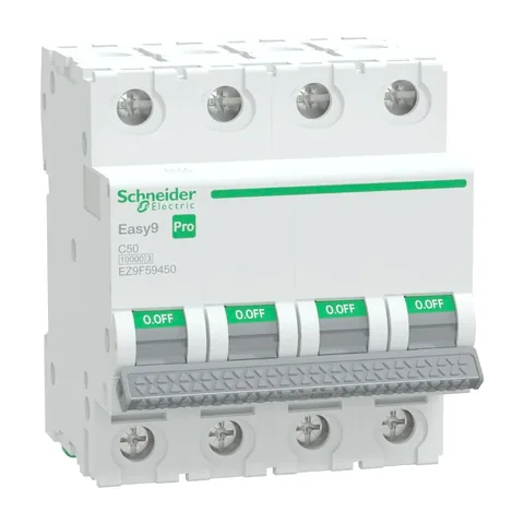 Schneider Electric Miniature Circuit Breaker(MCB), Easy9 Pro, 4P, 50A, C curve, 10000A(IEC/EN 60898-1), 10kA(IEC/EN 60947-2) — EZ9F59450