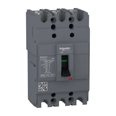 قاطع دائرة MCCB شنايدر EasyPact EZC100، 3 أقطاب، 50 أمبير، وحدة حماية TMD — EZC100N3050