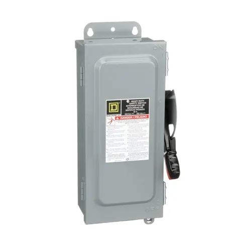 مفتاح أمان شنايدر Heavy duty، بلا مصاهر، 3P، 30 أمبير، 600V، NEMA 3R/12 — HU361AWK