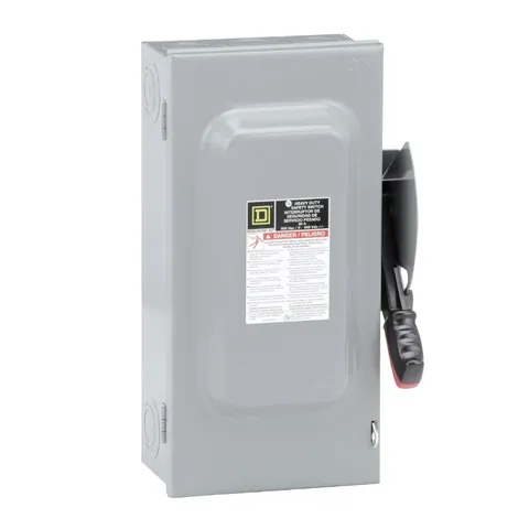 مفتاح أمان شنايدر Heavy duty، بلا مصاهر، 3P، 60 أمبير، 600V، NEMA 1 — HU362