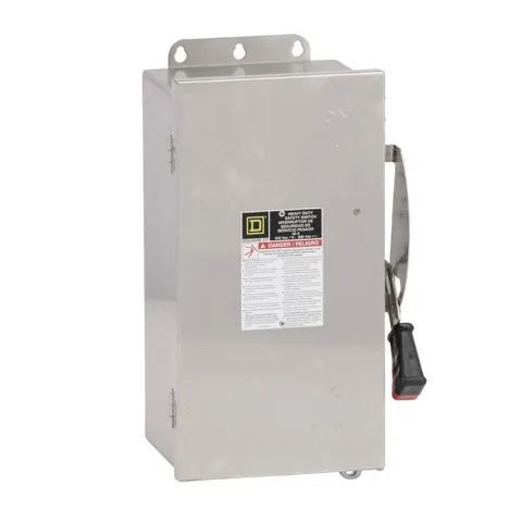 مفتاح أمان شنايدر Heavy duty، بلا مصاهر، 3P، 60 أمبير، 600V، NEMA 4X/5 — HU362DS