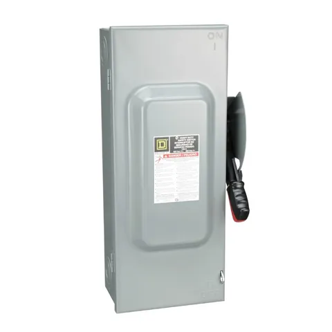مفتاح أمان شنايدر Heavy duty، بلا مصاهر، 3P، 100 أمبير، 600V، NEMA 1 — HU363