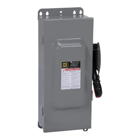 مفتاح أمان شنايدر Heavy duty، بلا مصاهر، 3P، 100 أمبير، 600V، NEMA 3R/12 — HU363AWK