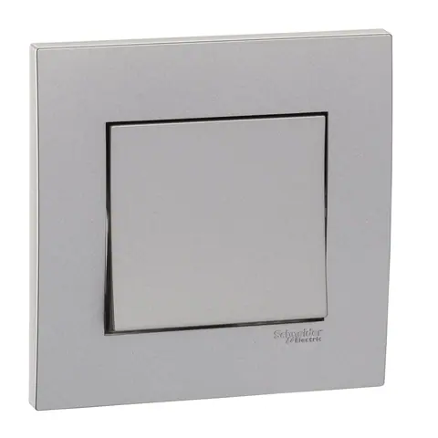 Schneider Electric Switch, Vivace, 16AX, 250V, 1 way, 1 gang, aluminium silver — KB31_1_AS