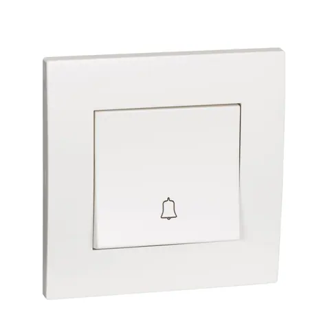 Schneider Electric Bell press switch, Vivace, 10A, 250V, 1 gang, with bell icon, white — KB31BPB