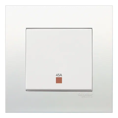 مفتاح كهربائي شنايدر Vivace، وحدة واحدة، 2P، 45 أمبير، مع مؤشر ضوئي، أبيض — KB31DR45N