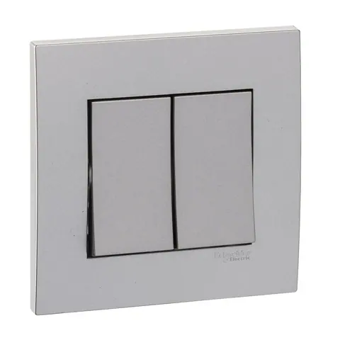 Schneider Electric Switch, Vivace, 16AX, 250V, 2 way, 2 gang, aluminium silver — KB32_AS