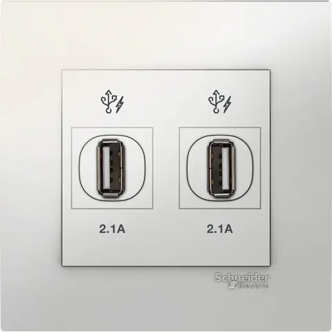 شاحن USB شنايدر Vivace، أبيض — KB32USB_WE