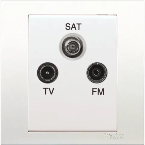 Schneider Electric TV/FM/SAT socket, Vivace, without looping, 1 gang, white — KB33SMATV