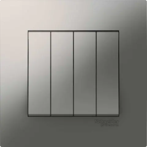 Schneider Electric Switch, Vivace, 16AX, 250V, 4 gang, 2 way, aluminium silver — KB34S_AS