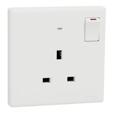 Schneider Electric Switched socket, Vivace E, 13A, 250V, 1 gang, with indicator, white — KBN15DPN_WE