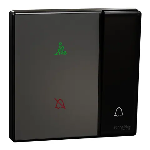 Schneider Electric Bell press switch, Vivace E, with DND and PCU symbol, black — KBN31BPDM_BK