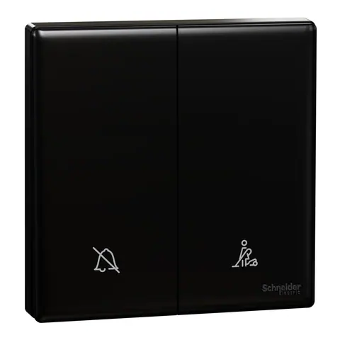 Schneider Electric Switch, Vivace E, 16AX, 250V, 2 gang, with DND and PCU symbol, black — KBN32DMS_BK