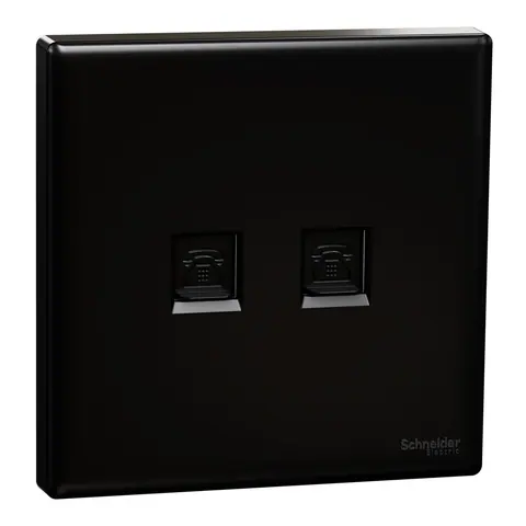 Schneider Electric Telephone socket, Vivace E, 2 gang, RJ45, shuttered, black — KBN32RJ4_BK