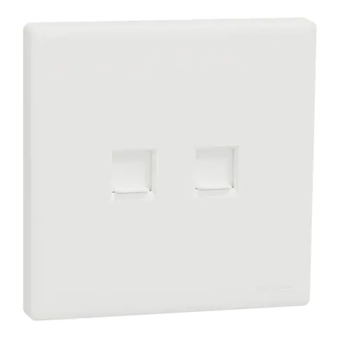 Schneider Electric Telephone socket, Vivace E, 2 gang, RJ45, shuttered, white — KBN32RJ4_WE