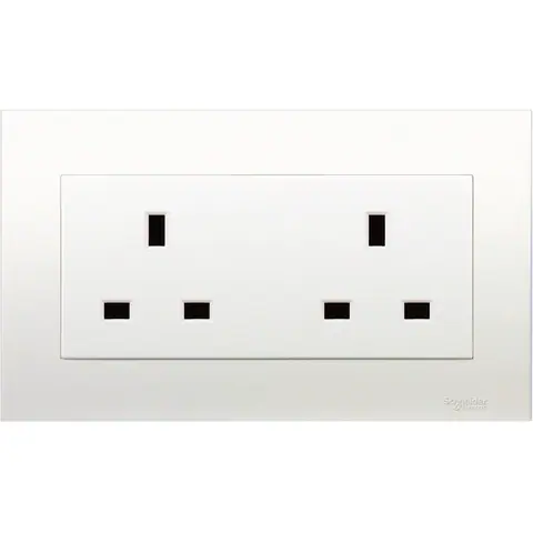 Schneider Electric Socket, Vivace, 13A, 250V, 2 gang, white — KBT426