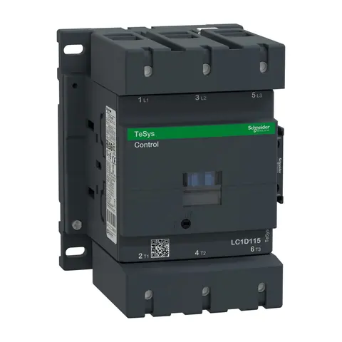 Schneider Electric Contactor, TeSys Deca, 3P(3NO), AC-3/AC-3e, <=440V, 115A, 230V AC 50/60Hz coil, screw clamp terminals — LC1D115P7