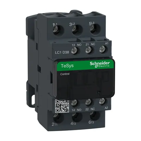 كونتاكتور شنايدر TeSys Deca، 3 أقطاب، 38 أمبير، ملف 220 V AC، 3NO — LC1D38M7