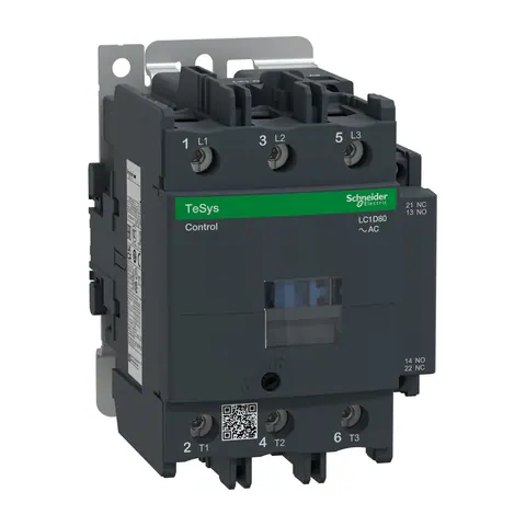 كونتاكتور شنايدر TeSys Deca، 3 أقطاب، 80 أمبير، ملف 230 V AC، 3NO — LC1D80P7