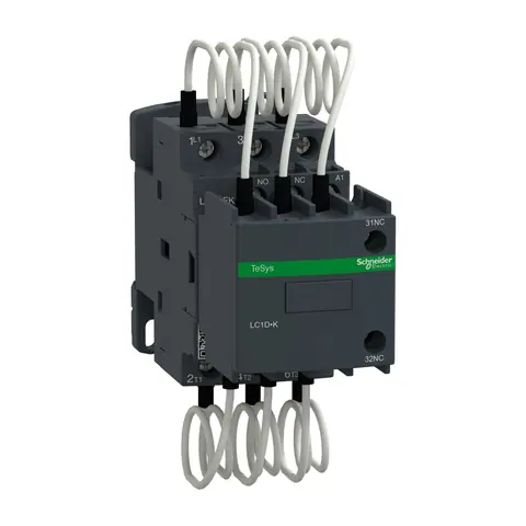 Schneider Electric Capacitor contactor, Tesys Deca, 12.5kVAR at 400/415V 50Hz, 220V AC 50/60Hz coil, screw clamp terminals — LC1DFKM7