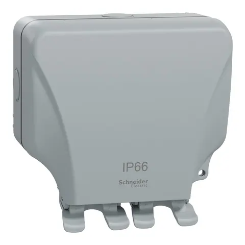 مقبس بمفتاح شنايدر Mureva Styl، وحدتان، 13 أمبير، IP66، رمادي — MURWP3020N_GY