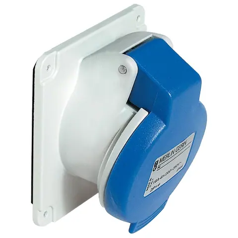 مقبس صناعي للوحات شنايدر PratiKa، 3P+E، 16 أمبير، 200–250 فولت، مائل، IP44 — PKF16F424