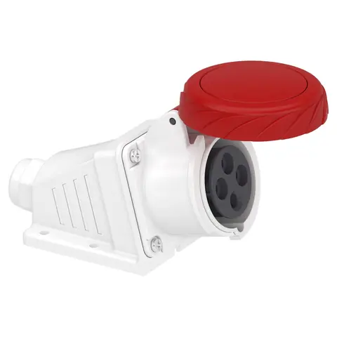 مقبس صناعي جداري شنايدر PratiKa، 3P+E، 16 أمبير، 400 فولت، مائل، IP67 — PKF16W734