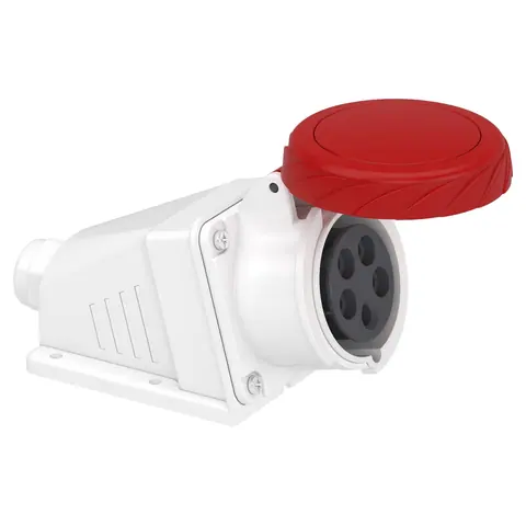 مقبس صناعي جداري شنايدر PratiKa، 3P+N+E، 16 أمبير، 400 فولت، مائل، IP67 — PKF16W735