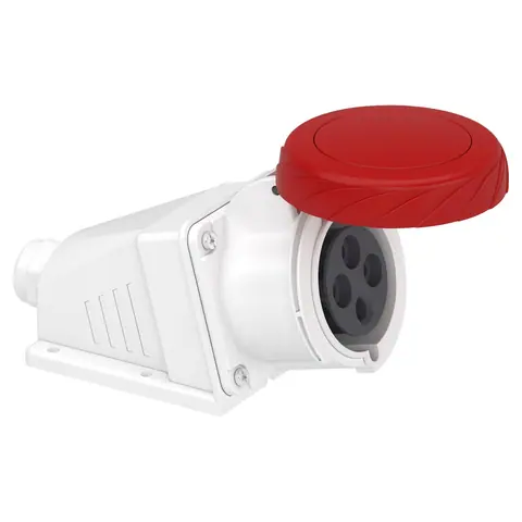 مقبس صناعي جداري شنايدر PratiKa، 3P+E، 32 أمبير، 400 فولت، مائل، IP67 — PKF32W734
