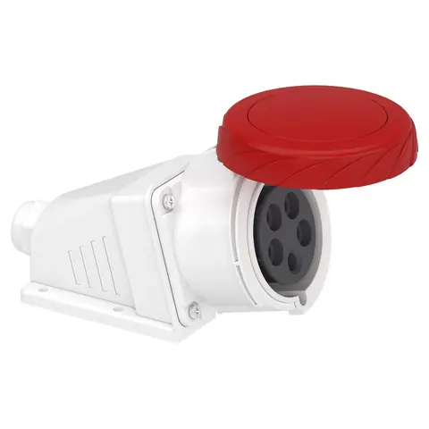 مقبس صناعي جداري شنايدر PratiKa، 3P+N+E، 32 أمبير، 400 فولت، مائل، IP67 — PKF32W735