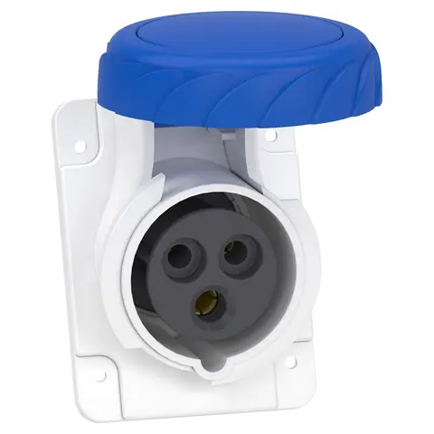 مقبس صناعي للوحات شنايدر PratiKa، 2P+E، 16 أمبير، 220 فولت، توصيل سريع، IP67 — PKY16F723