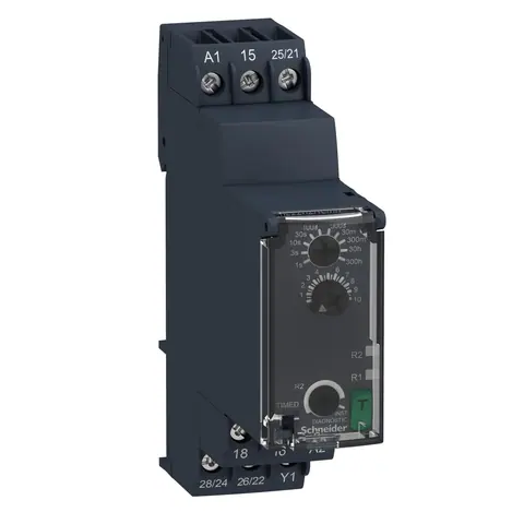 مرحل مؤقت شنايدر Harmony RE22، تأخير عند الفصل، 8 أمبير، 2CO، مدى 0.05s–300h، تغذية 24–240 فولت — RE22R2ACMR